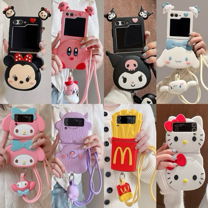 Silicone Jelly Case Samsung ZFlip6 Flip 6 Z Flip 3 Z Flip 4 Z Flip 5 MY MELODY KUROMI LOTSO LOOPY MI