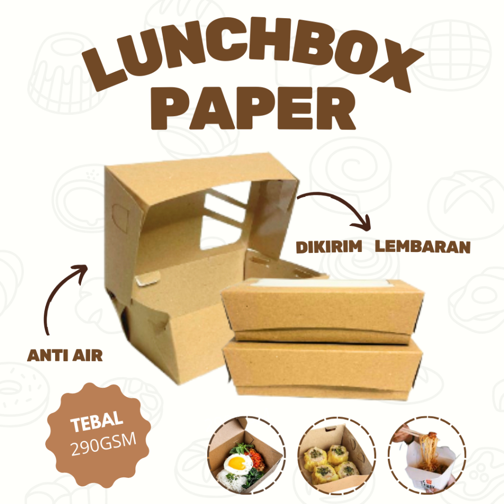 Paper Lunch Box Bahan Kraft  Kerdus Nasi Wadah Nasi Box Kekinian Untuk Jualan Kuliner Delivery