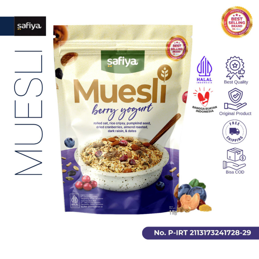 

Safiya Muesli Fruit & Seed 1 Kg Sereal Sehat Berry Yogurt Diet