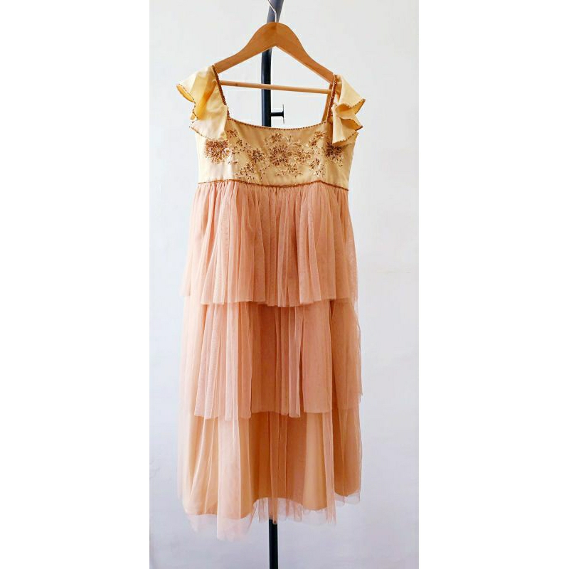 Gaun Pesta Anak Preloved Baju Pesta Anak Perempuan Party Dress Goldy Gold