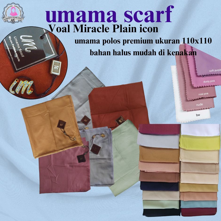 (UMAMA SCARF) - HIJAB UMAMA SEGI EMPAT VOAL ORIGINAL / UMAMA POLOS SEGI EMPAT