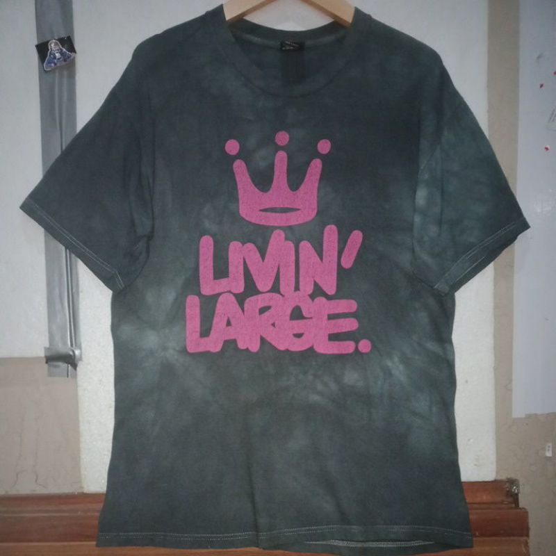 vintage tiedye STUSSY Livin large t-shirt tiedye built up size M PRIVATE COLLECTION ORIGINAL