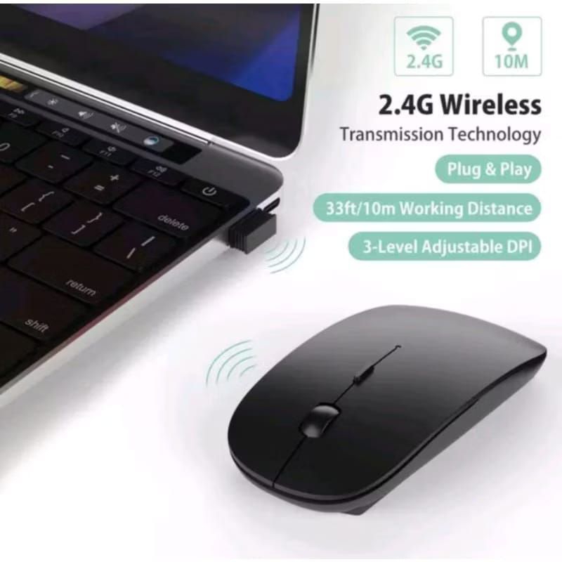 Mouse Wireless X3 SLIM WITH USB RECEIVER 2.4GHz LAPTOP - Hitam