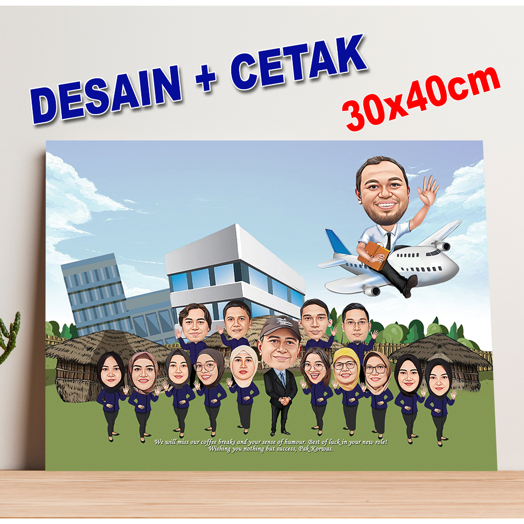 KADO FOTO KARIKATUR KARIKATUR 16 WAJAH + BINGKAI MDF / KADO WISUDA, KADO ULANG TAHUN, KADO ANNIVERSA