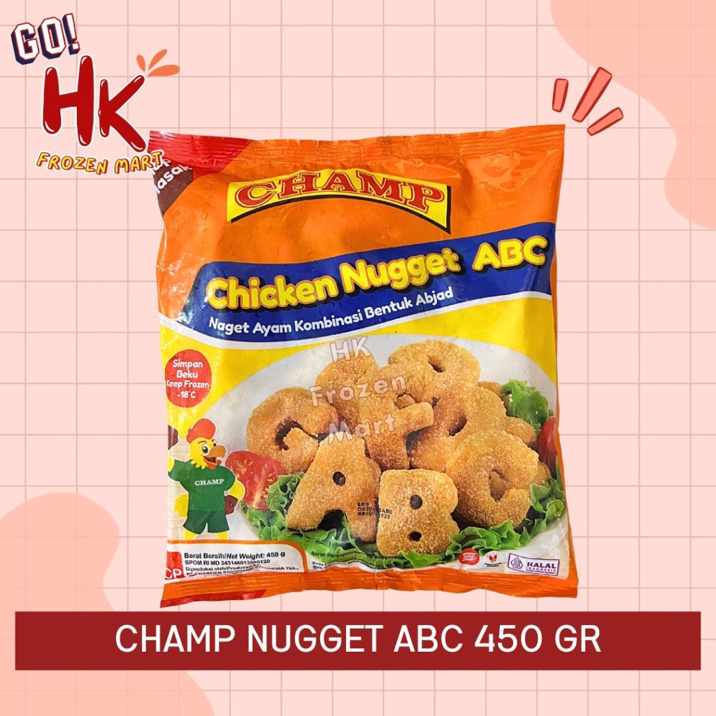 

Champ Nugget ABC 450gr KEMASAN BARU | naget ayam bentuk huruf premium fiesta HK Frozen Mart