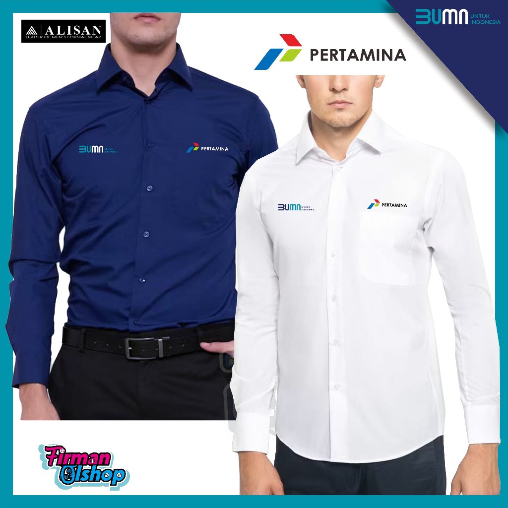 Kemeja ALISAN BUMN PERTAMINA Bordir komputer - Putih, 14 (XS)