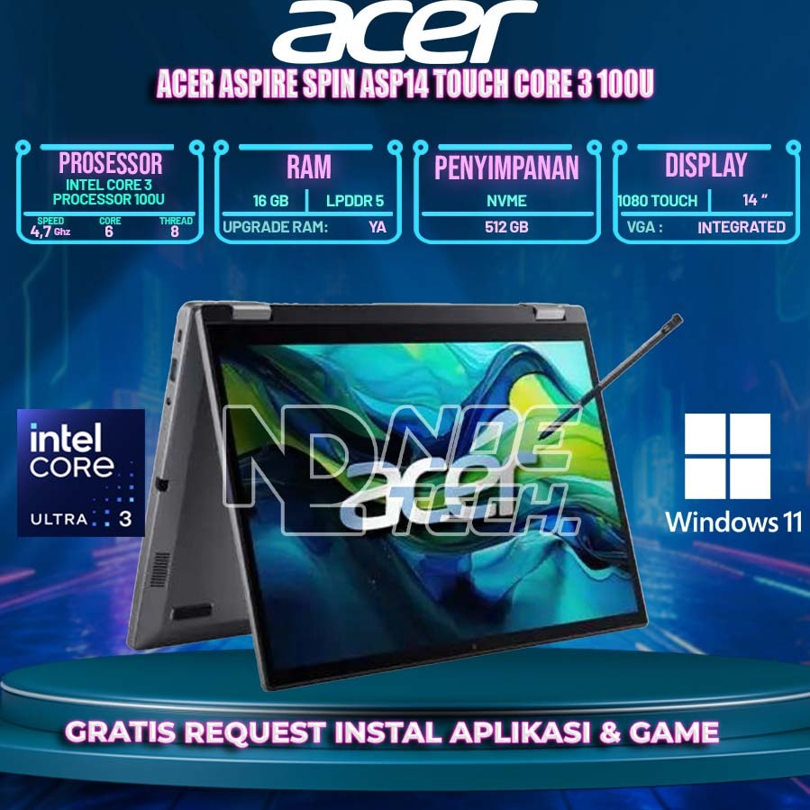 Acer Aspire Spin ASP14 Touch Core 3 100U