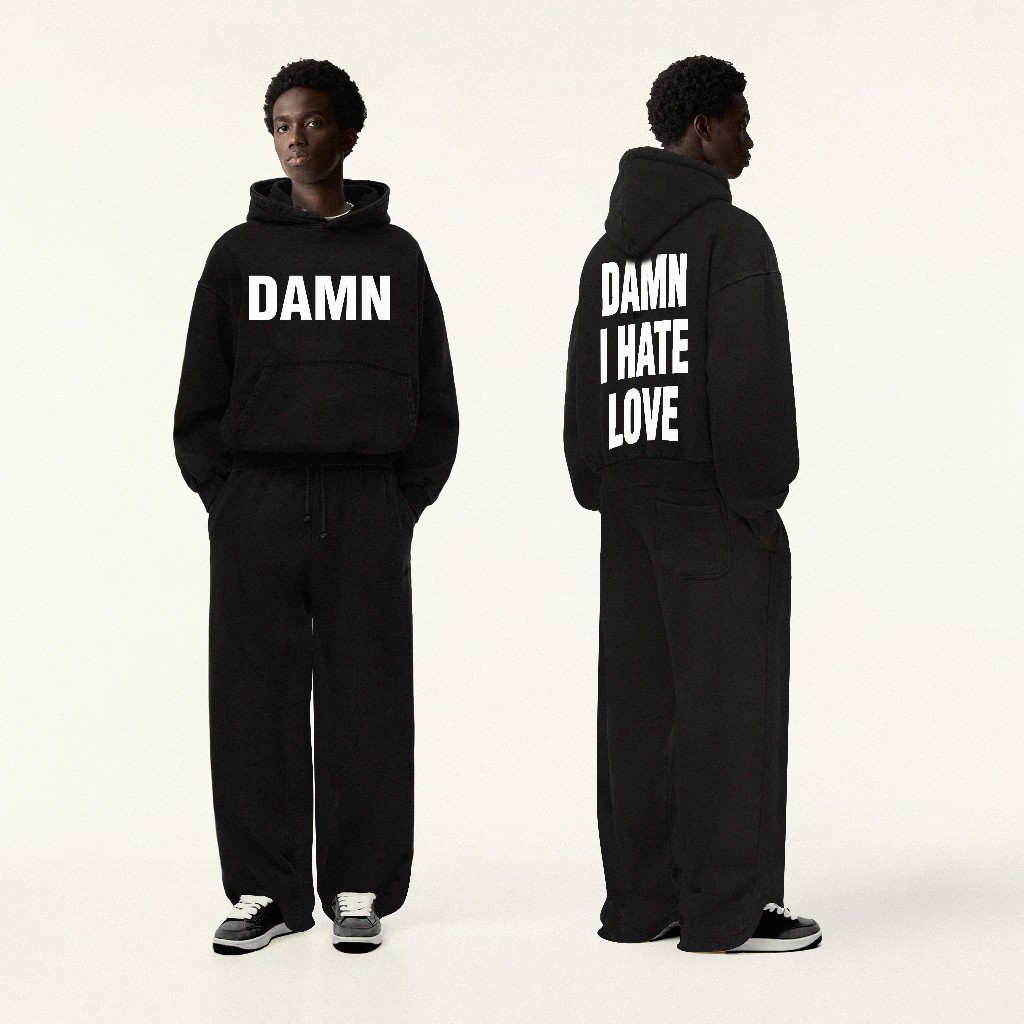 Damnitofficial - Hate Love  | Boxy Hoodie | Cotton Fleece 330gsm