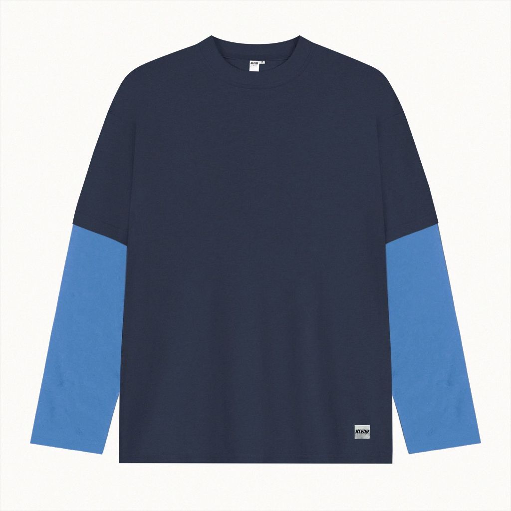 KLEUR T-Shirt Long Sleeve Double Layer Navy Denim Blue