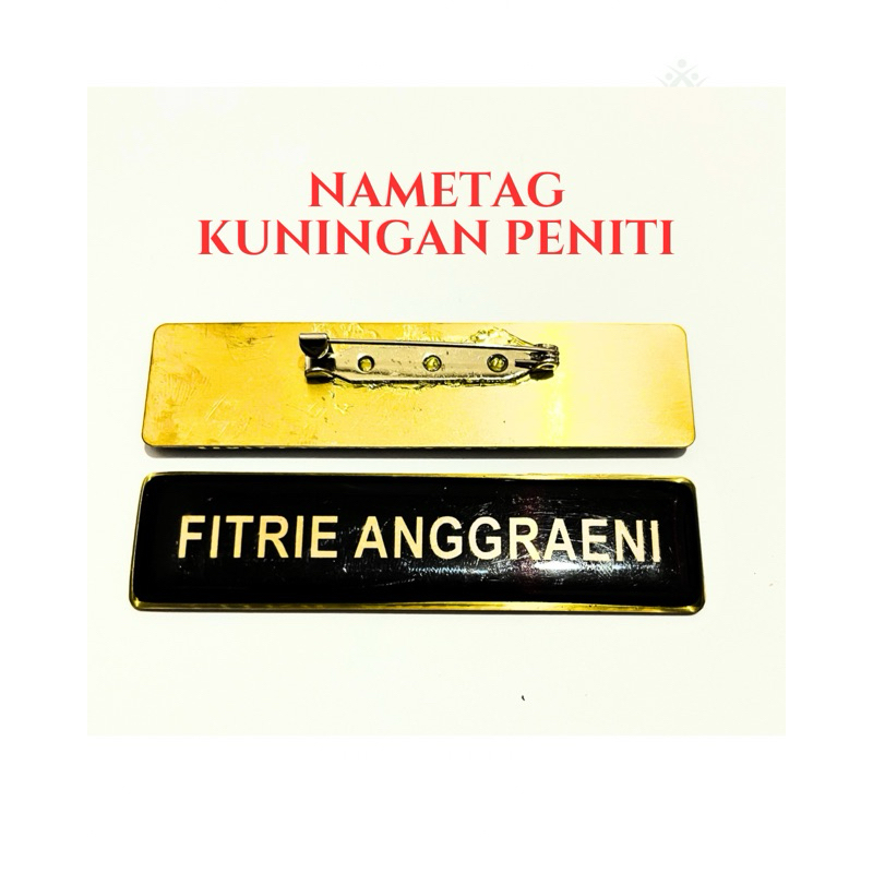 

Name Tag Kuningan (Peniti) ukuran PxL 2x8cm