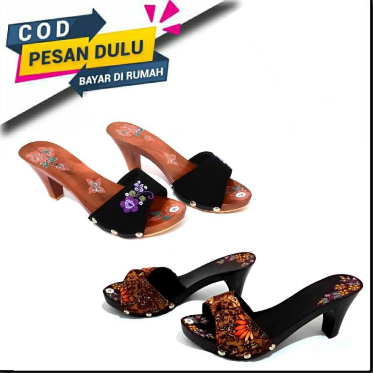 KODE U74F ORIGINAL SANDAL KAYU Sandal Slop Heels Sandal Wanita Sandal Tinggi Sandal Kayu Wanita