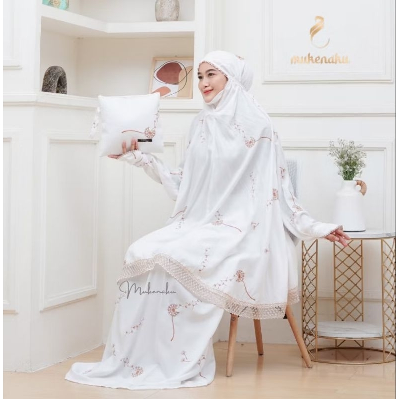Mukena potongan berlengan putih bordir Mukena rayon dewasa Mukena haji dan umroh Mukena setelan berl