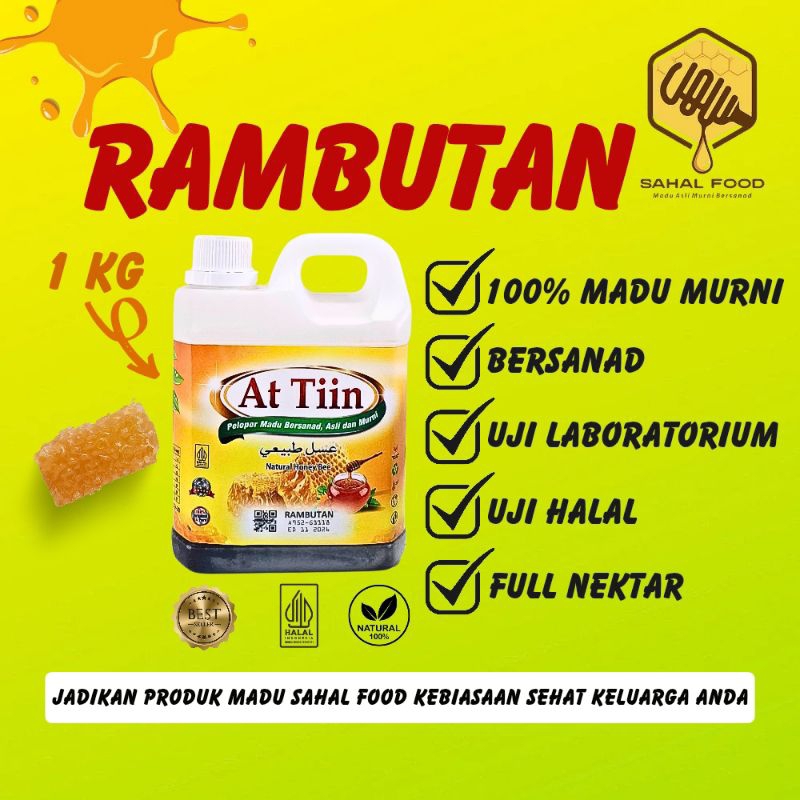 

MADU FULL NEKTAR BUNGA RAMBUTAN 100% ASLI&MURNI TANPA CAMPURAN,1 KG At-Tiin