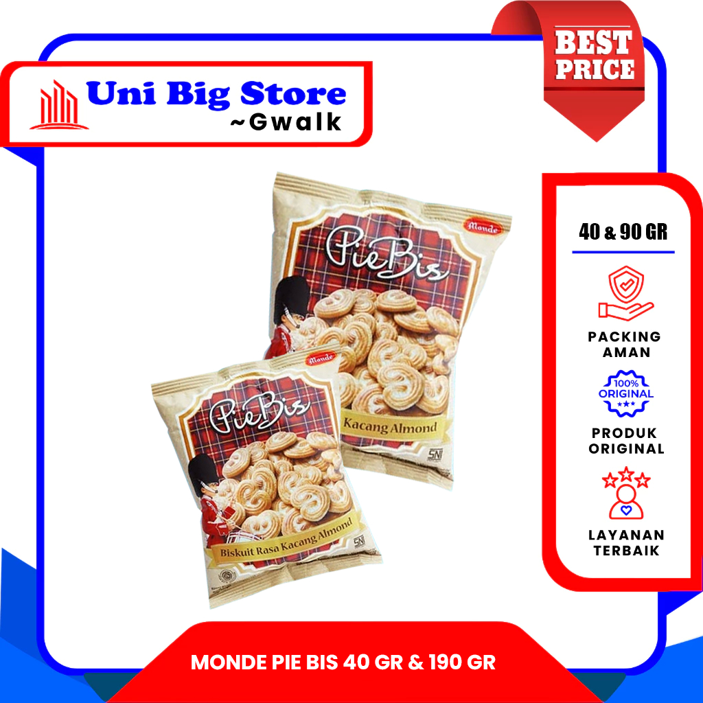

BISKUIT MONDE PIE BIS KACANG ALMOND - 40 gr & 190 gr