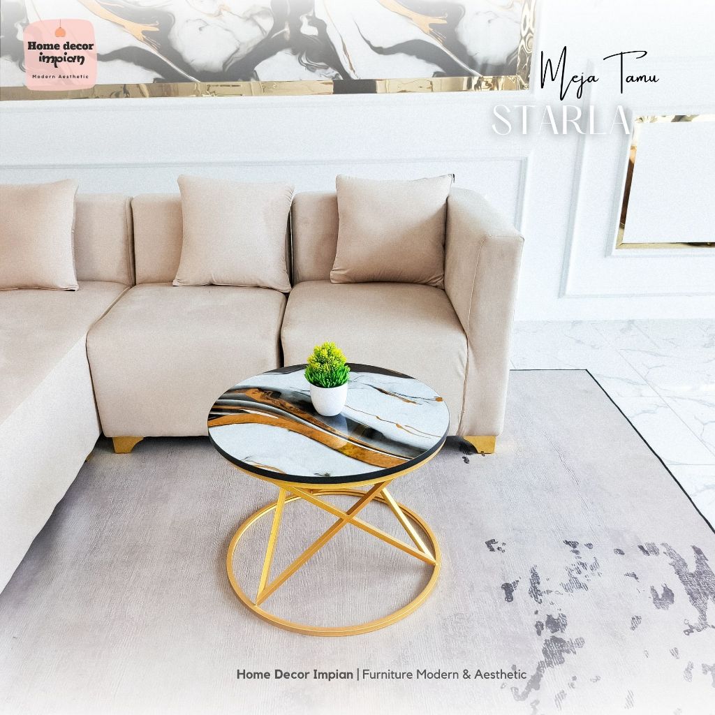 Starla Meja Tamu Minimalis Aesthetic Meja Ruang Tamu Aesthetic Meja Bulat Ruang Tamu Aesthetic