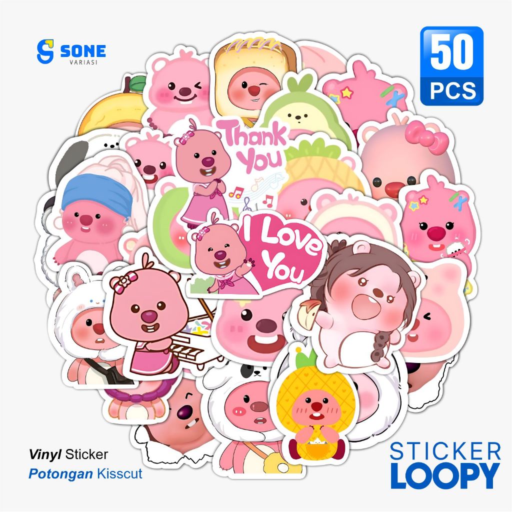 

Sticker Pack Loopy Aesthetic Paper Vinyl Waterproof Dekorasi Stiker Laptop Buku Journal Koper