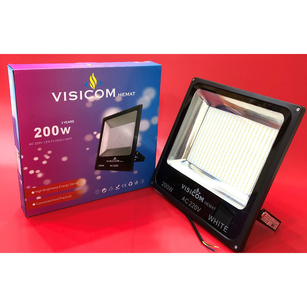 Lampu Sorot LED Flood Light AC 220V 200 Watt White Hemat Visicom