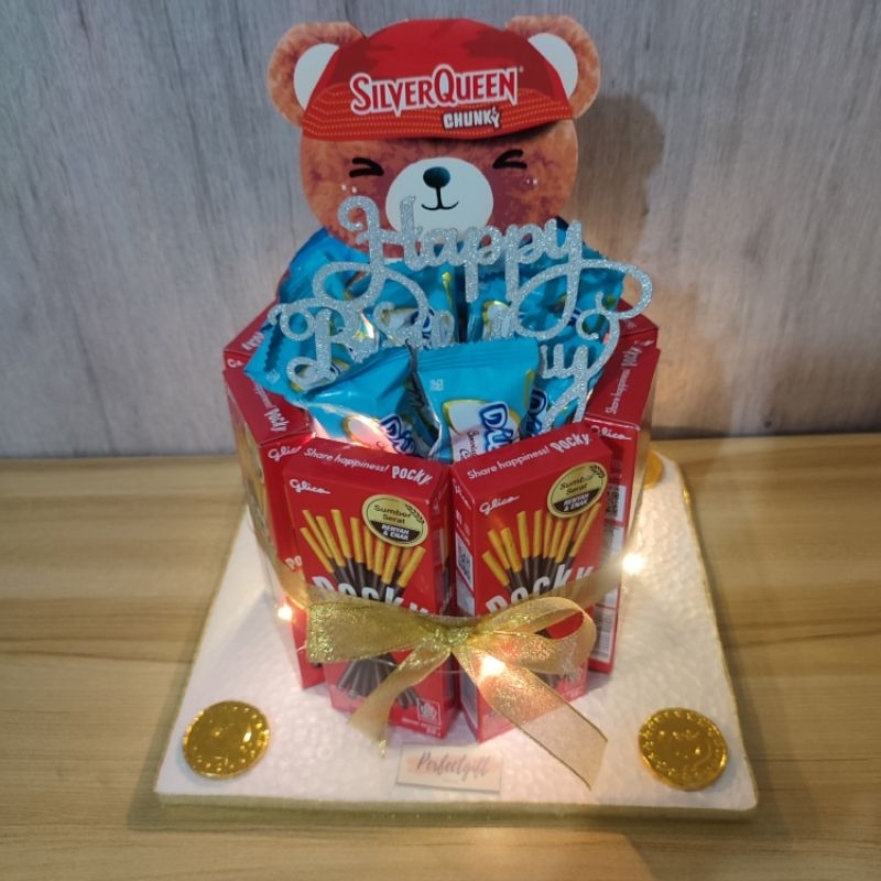 

Tower Snack Silverqueen Bear LED / Kue Ulang Tahun Snack
