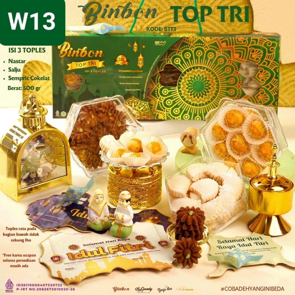 Apazada - Kue Kering Lebaran Binbon Top Tri / Hampers Kue Lebaran Paket 3 Toples