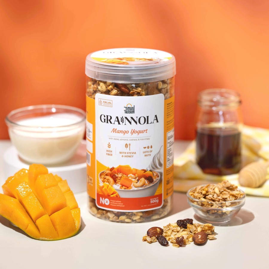 

Timur Tengah Grainnola Mango Yogurt 500 gr Granola Cemilan Sehat , Oatmeal With Almond & Mete, Sereal Sarapan Sehat Rendah Kalori Termurah