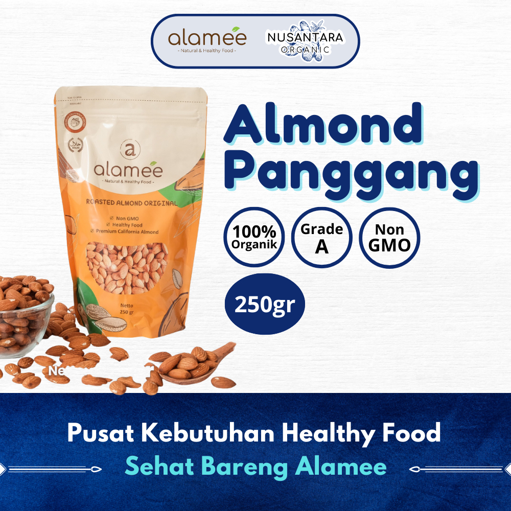 

ALAMEE 250gr Toples 150gr Kacang Almond Panggang Natural Roasted Almon Grade A