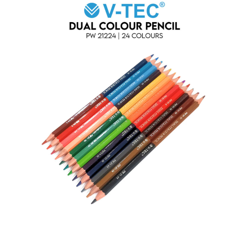 

PENSIL WARNA BOLAK BALIK BI-COLOR 24 WARNA V-TEC DUAL COLOUR PENCILS 12 PW 21224