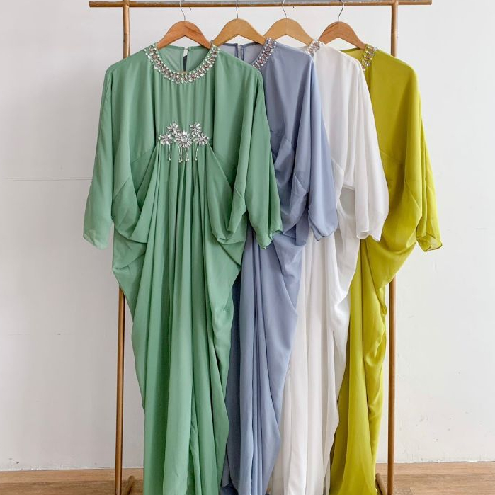 GROSIR LV408YY (4PCS) - Kaftan Lebaran Kaftan Ceruty Payet Mewah