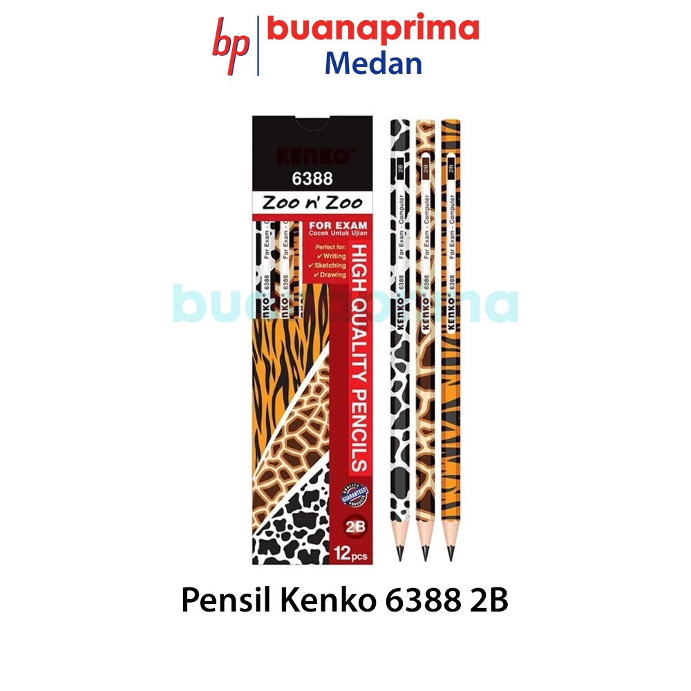 

Pensil KENKO 2B 6388 Zoo N Zoo 1 Box isi 12 pcs Pencil Kayu Motif Hewan