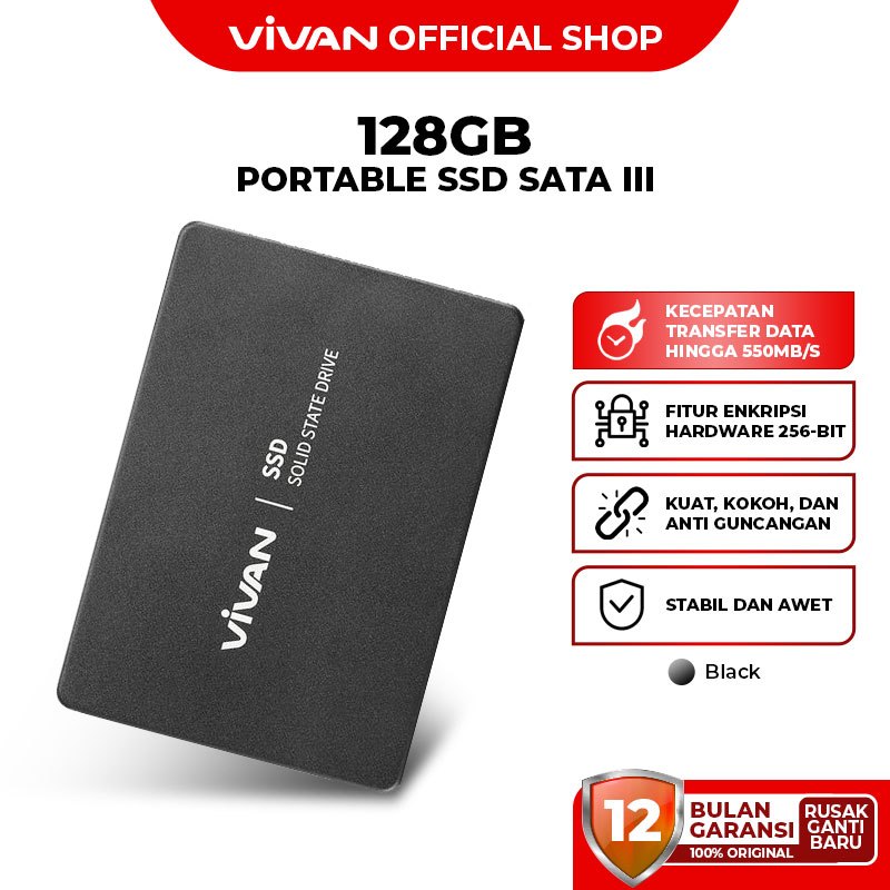 VIVAN SSD Solid State Drive Eksternal SATA 2,5" Portable 256GB/512GB Kecepatan Up To 550MB/s