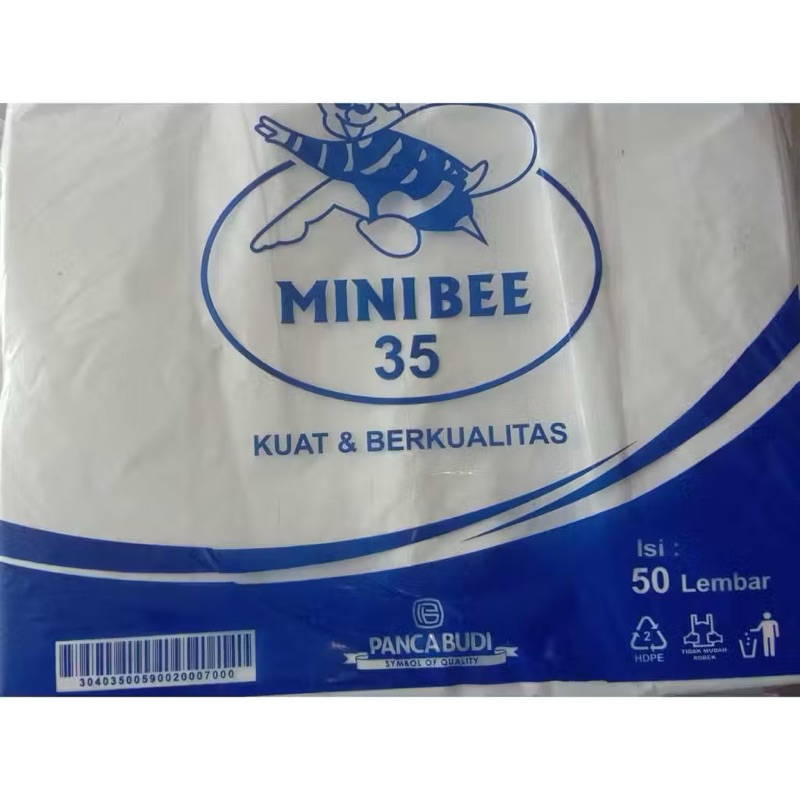 Kantong kresek plastik / Kantong kresek 35 Putih MINIBEE HD 35 x 60 Isi 50 Lembar
