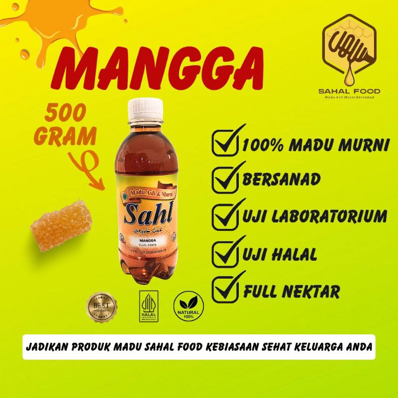 

MADU FULL NEKTAR BUNGA MANGGA 100% ASLI&MURNI TANPA CAMPURAN,500 GRAM-Sahl