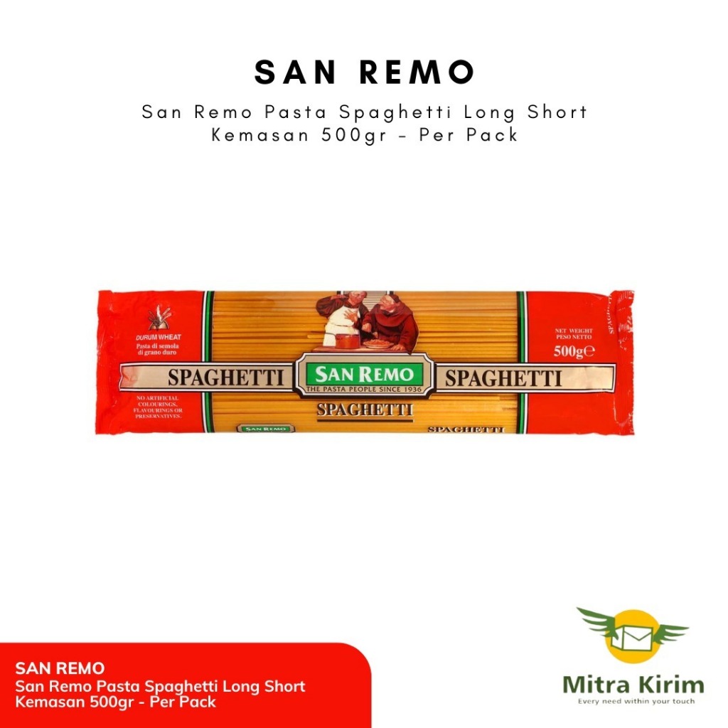 

San Remo Pasta Spaghetti Long Short Kemasan 500gr - Per Pack
