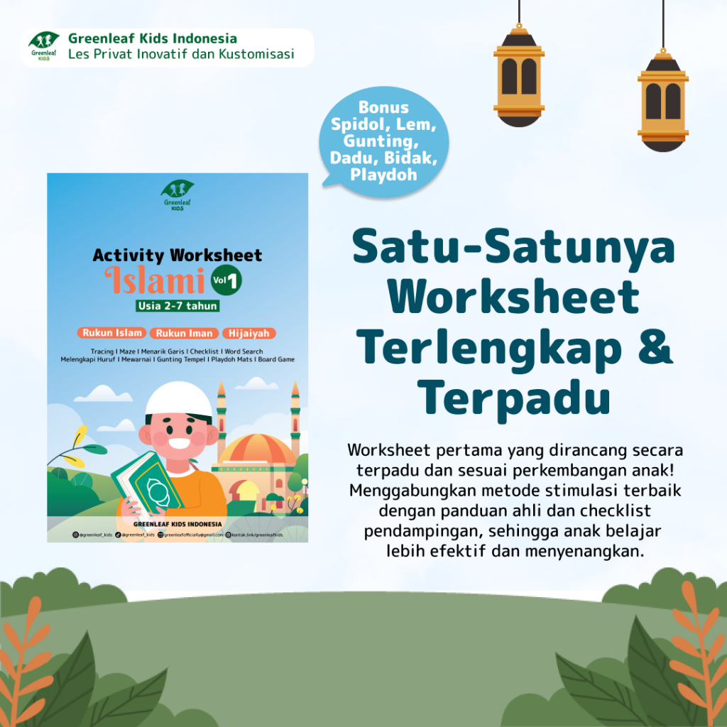 Worksheet anak paud islam 5-in-1: Aktivitas Interaktif & Edukatif untuk Anak Vol. 1 Islami