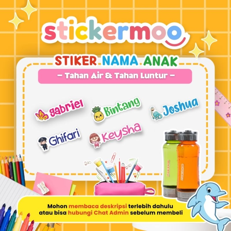 STIKER LABEL NAMA ANAK WATERPROOF | STIKER BAJU NAMA CUSTOM