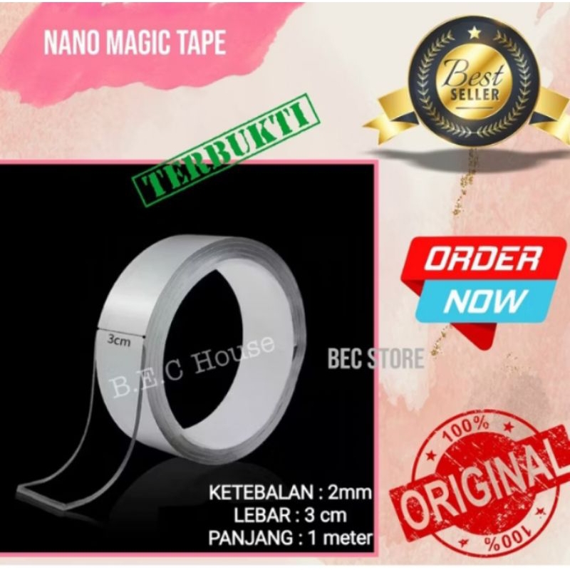 

Double Tape Nano Tape Ivy Grip Tape Isolasi Selotip 2 Sisi [2mmX1meter]