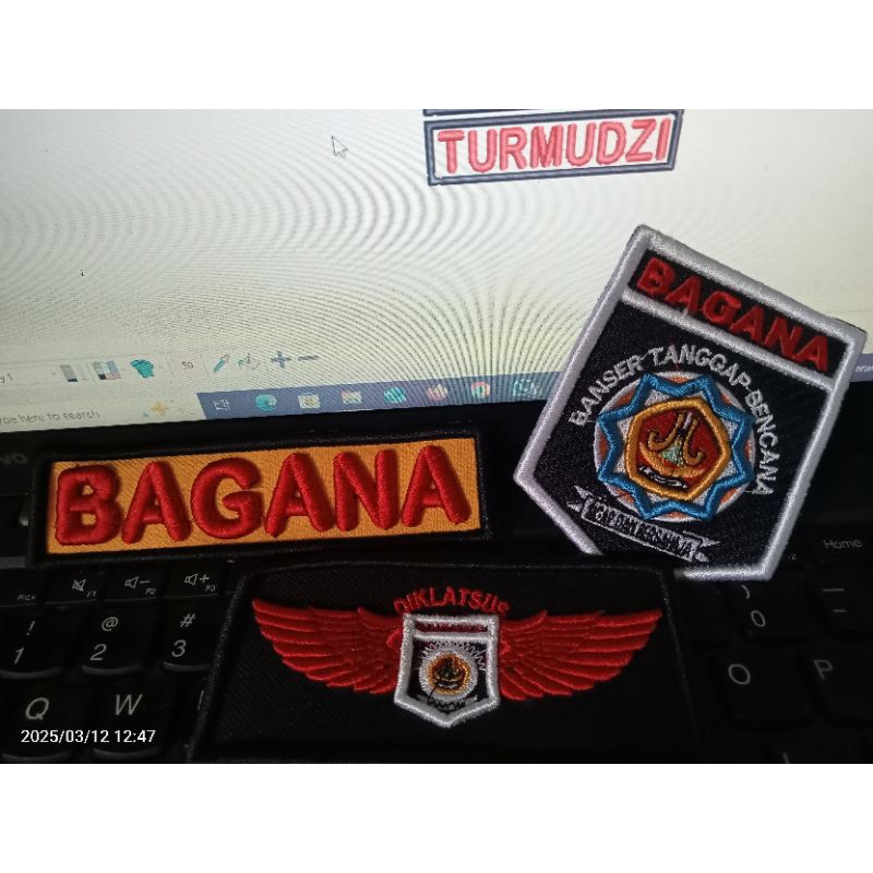 BORDIR BAGANA BANSER TIMBUL 3D KOMPUTER,WING BAGANA ,LOGO BAGANA, TULISAN BAGANA