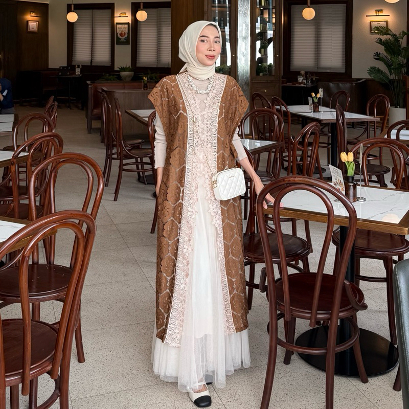 DISKON VEST BROKAT OUTER BRUKAT LONG OUTER BAJU KONDANGAN LACE BROKAT