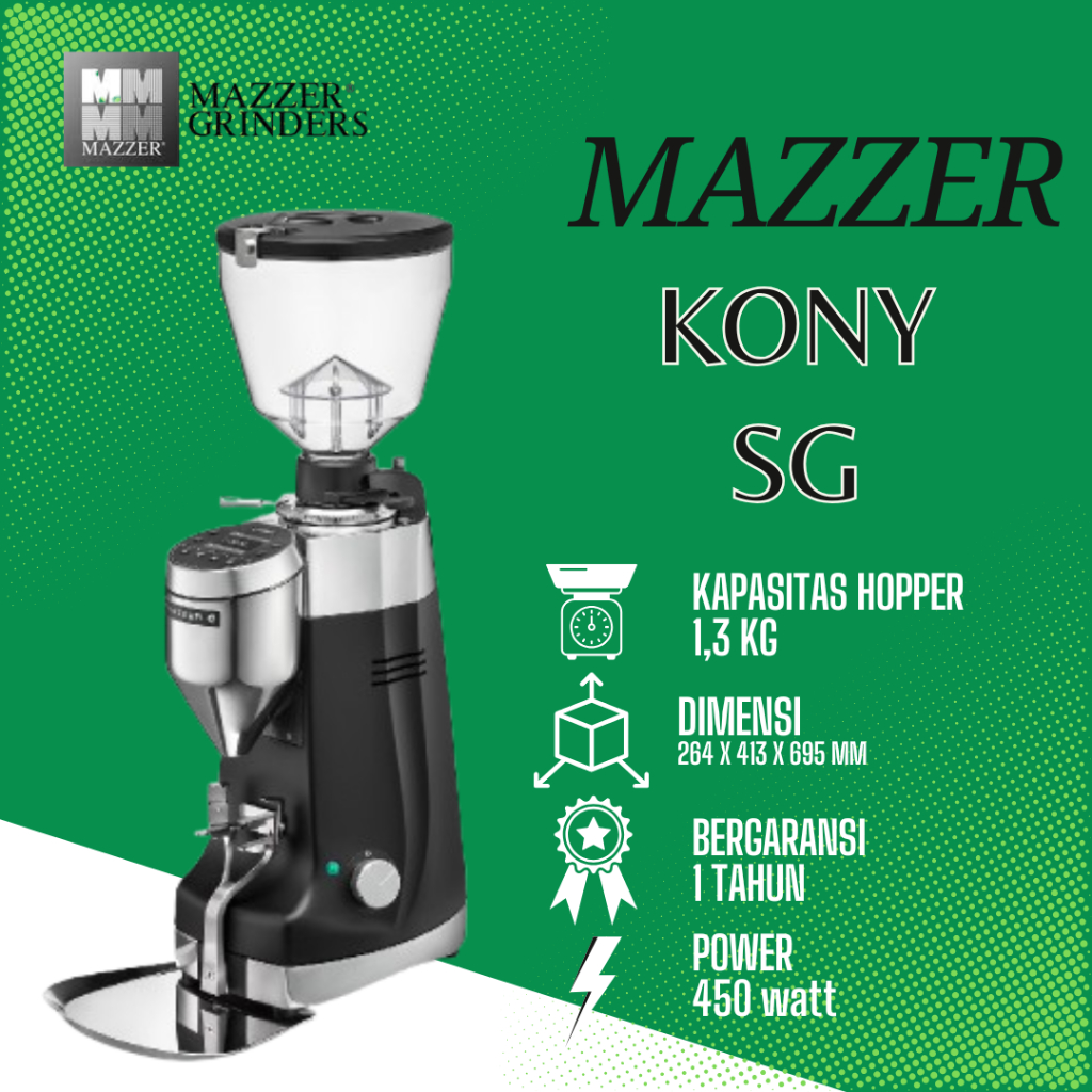 Mesin Penggiling Kopi Elektronik Mazzer Kony SG 63mm Hitam
