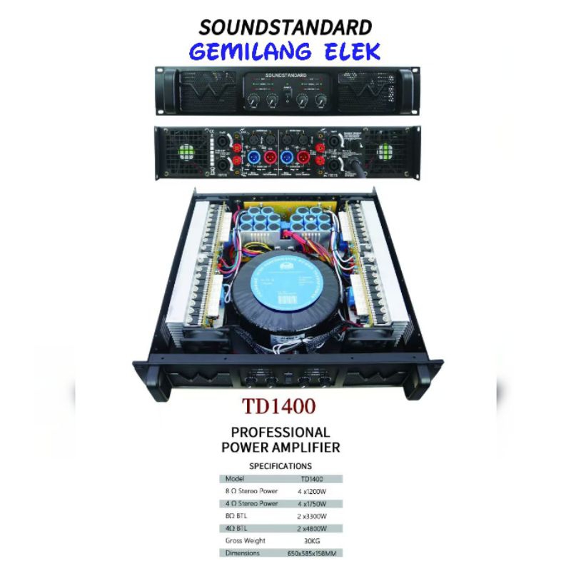 POWER SOUNDSTANDAR TD1400/ TD 1400 CLASS H 4 CHANNEL