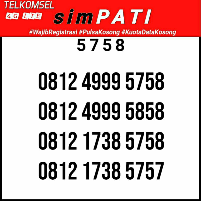 Nomor cantik 5758 Maju Mapan