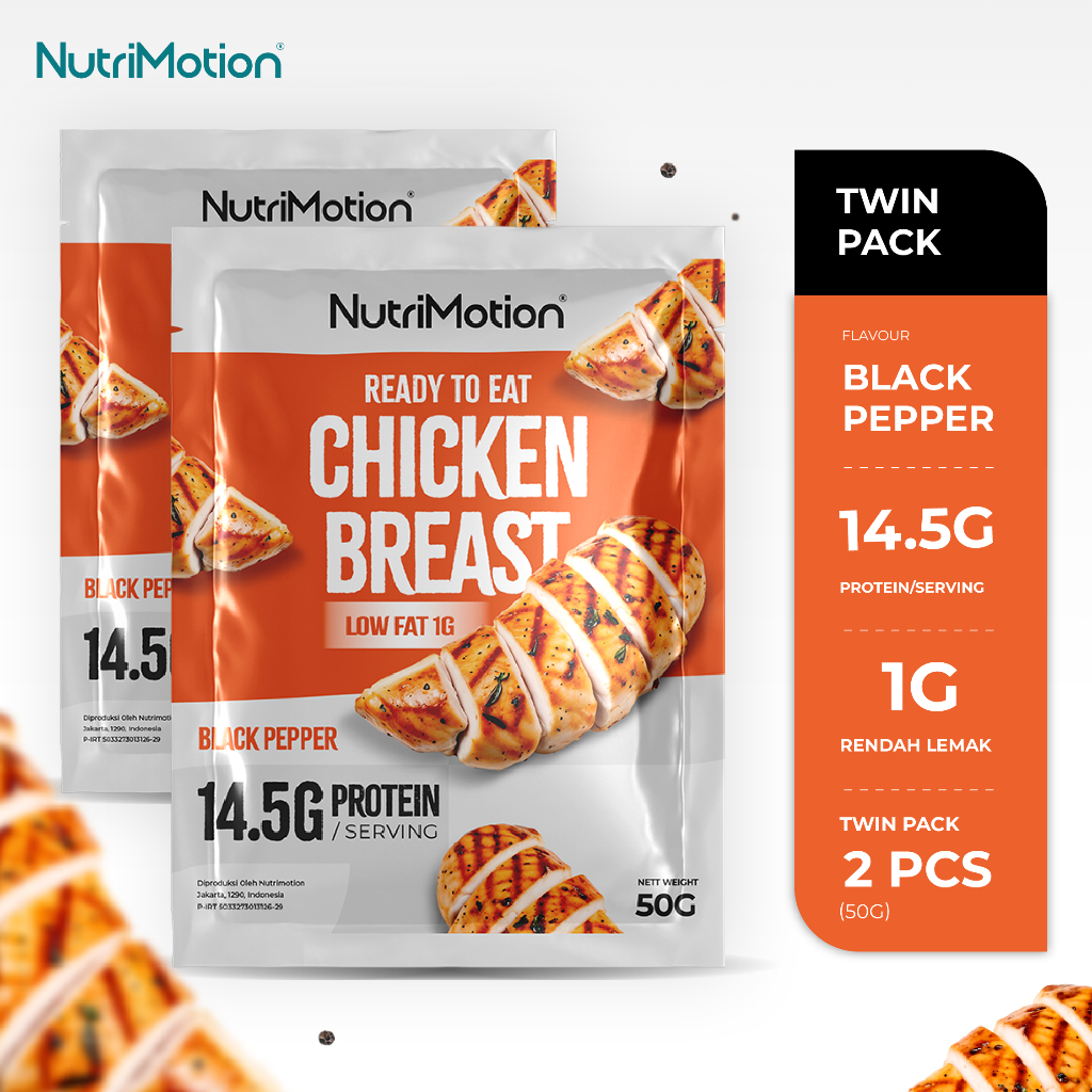

NutriMotion Ready To Eat Chicken Breast Twin Pack (50g) - Black Pepper - High Protein & Low Fat (2pcs)