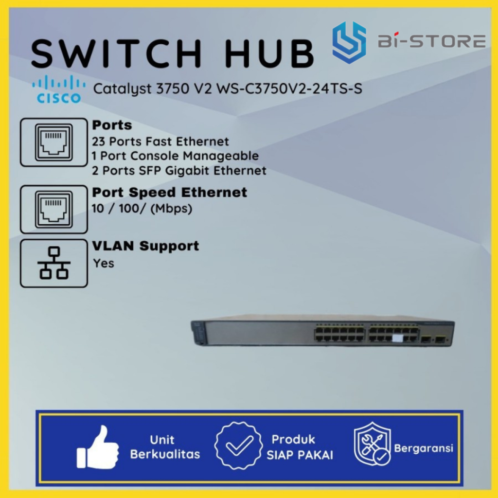 Switch Hub Cisco Catalyst 3750 V2 Manageable Support Vlan