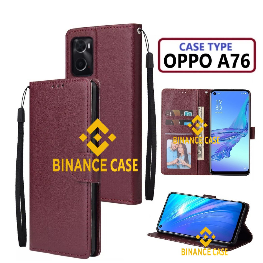 LEATHER FLIP CASE OPPO A76 CASE KULIT FLIP WALLET LEATHER KULIT PREMIUM SARUNG BUKA TUTUP KESING HP 