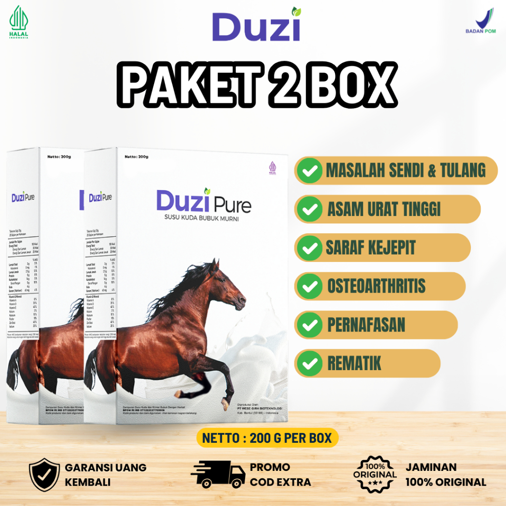 

SUSU DUZI PURE 100% ORIGINAL - ATASI ASAM URAT,REMATIK,SYARAF NYERI SENDI,KOLESTEROL,HIPERTENSI 2BOX