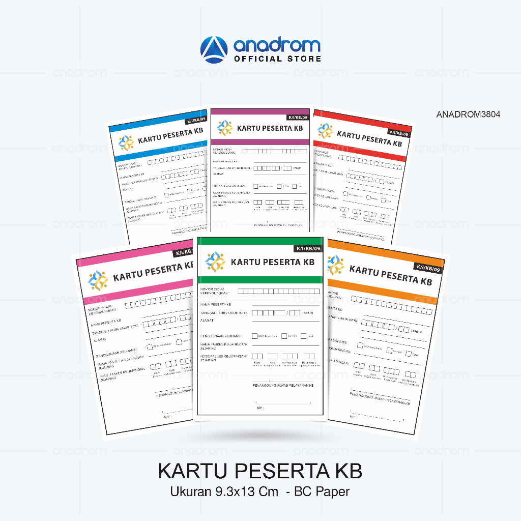 

Cetak Kartu KB | Kartu Kerluarga Berencana | Size 9.3x13 Cm | Anadrom 3804