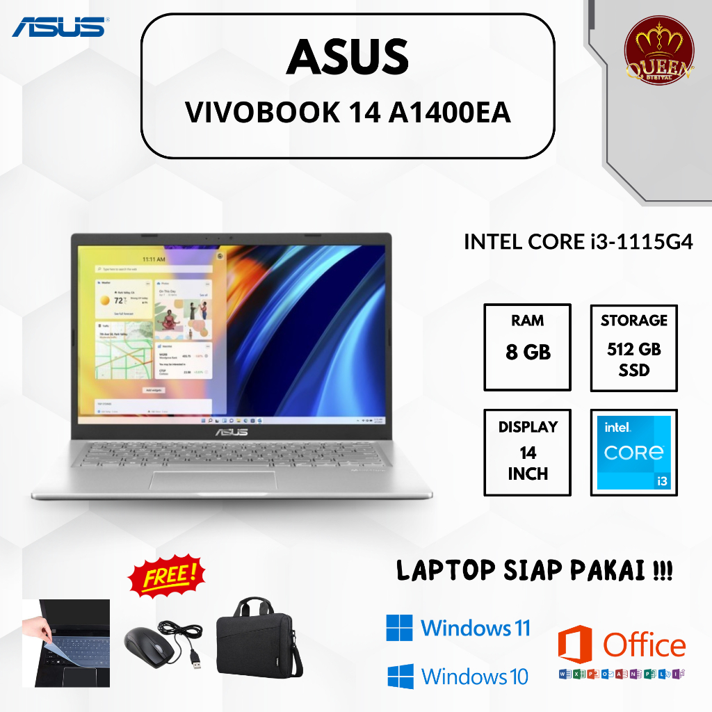 ASUS VIVOBOOK 14 A1404ZA | INTEL CORE i5-1235U | 8GB RAM | SSD 512GB | 14 INCH