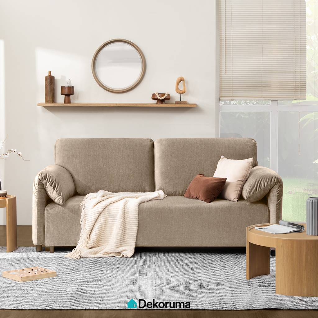 Dekoruma IKARI Sofa 3 Dudukan Kain / Sofa 3 Seater / Sofa Bed Kain - Cokelat