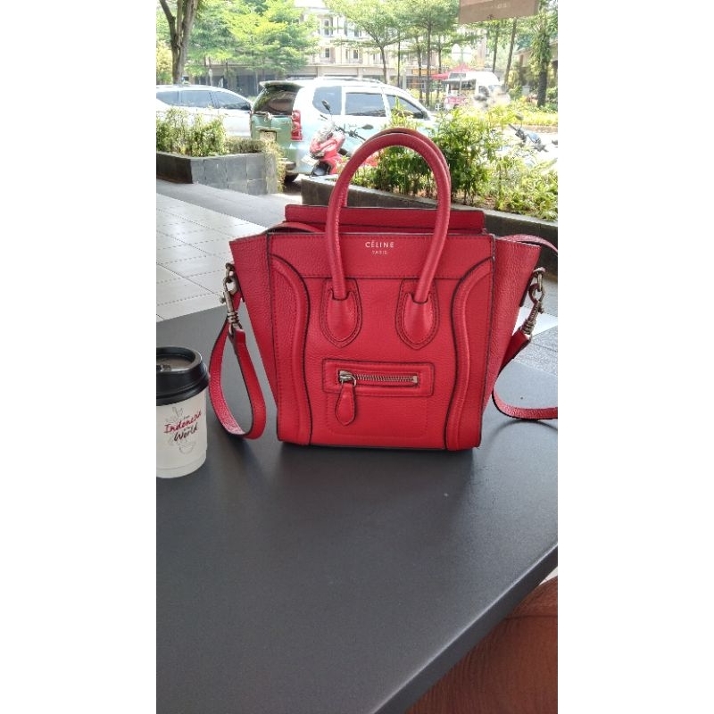 preloved celine nano luggage red