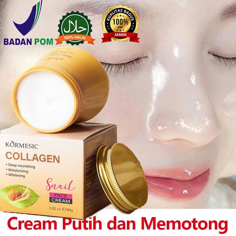 Snail Mucin Moisturizer Cream Wajah Penghilang Bekas Jerawat Bopeng Cacar Collagen Cream Pria Wanita