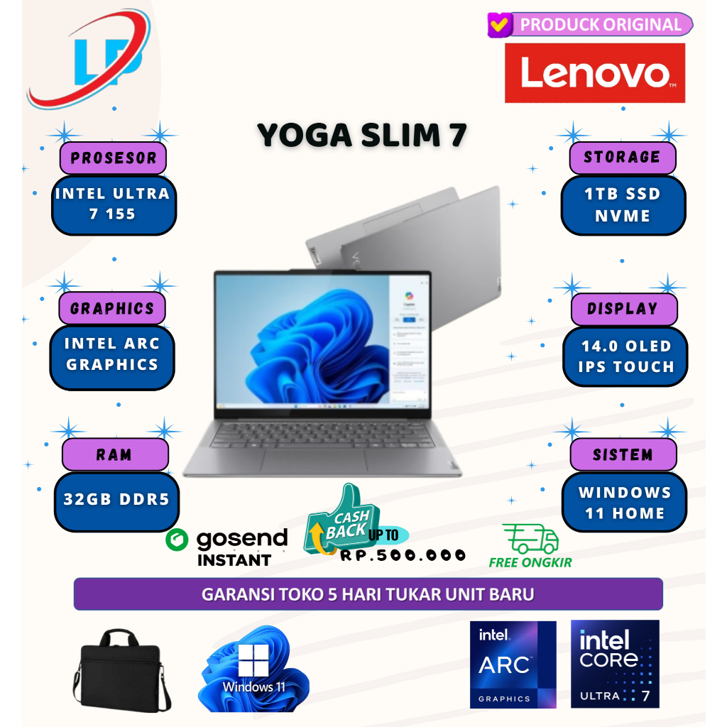Lenovo yoga slim 7 14 oled touch ultra 7 155 32gb 1tb w11 14.0 fhd ips